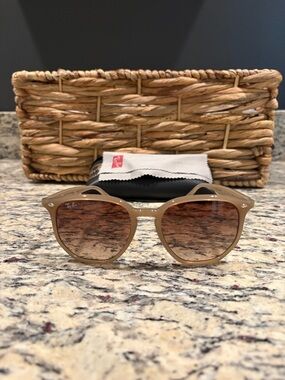 Ray-Ban RB4306 Beige Frame Sunglasses with Brown Gradient Lenses